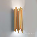 Irregular length metal tube bright gold wall lamp